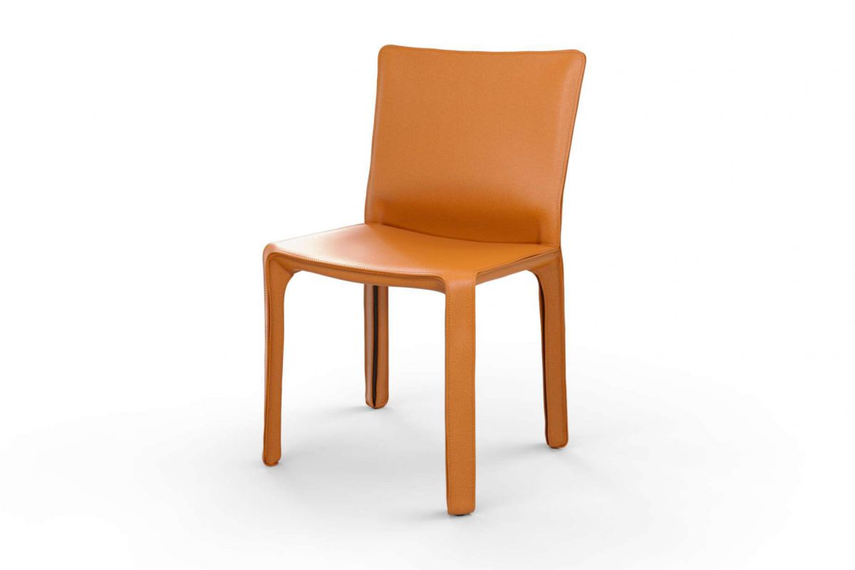 Chaise ergonomique et confortable en cuir naturel et 4 pieds 