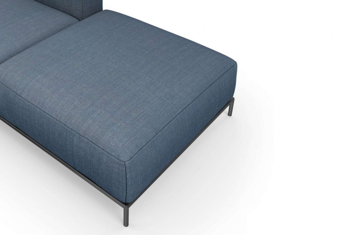Canapé confortable 3 places, en tissu bleu canard structure en métal pein anthracite