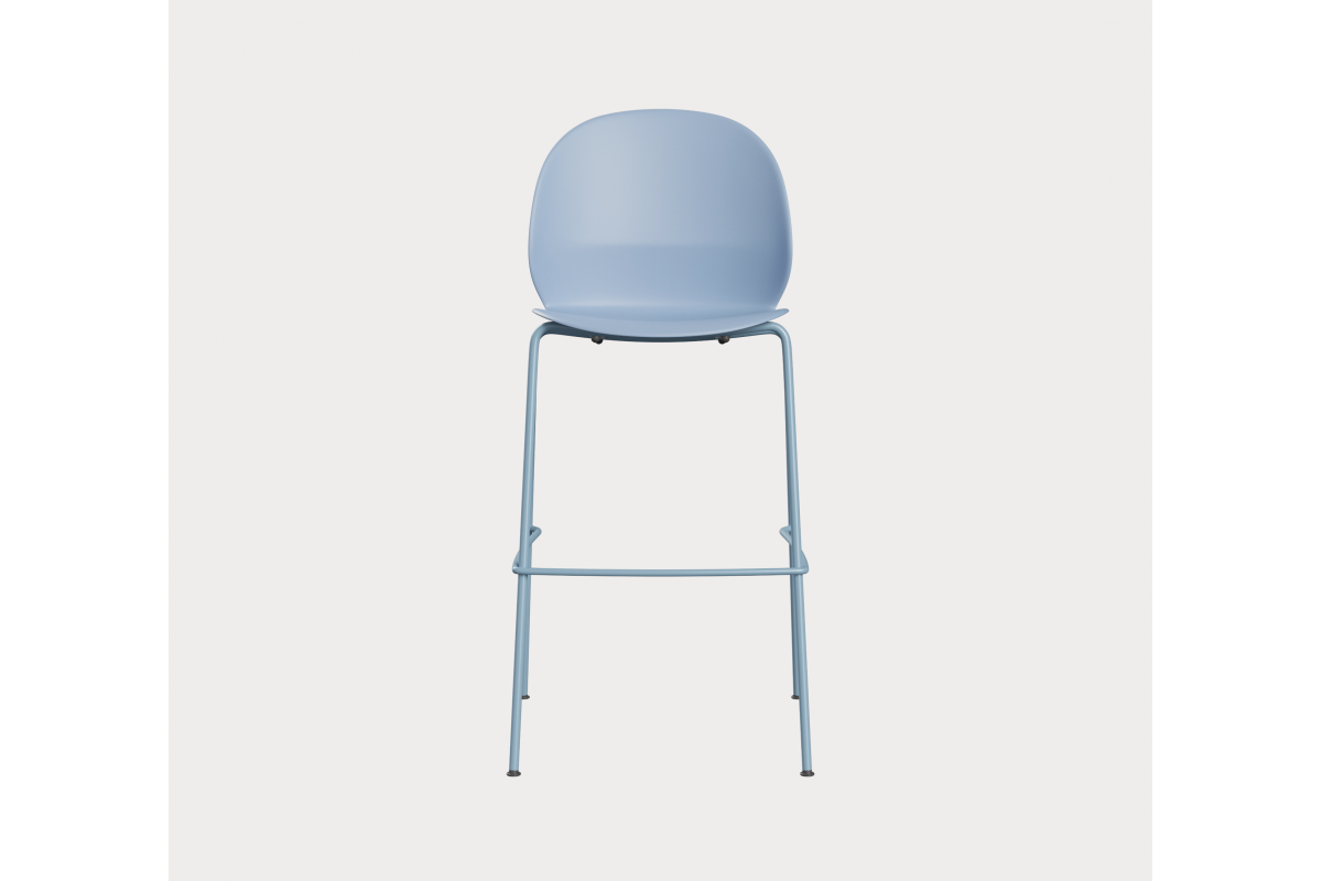 Chaise de bar 110cm plastique recyclé bleu clair pieds assortis FRITZ HANSEN N02 Recycle