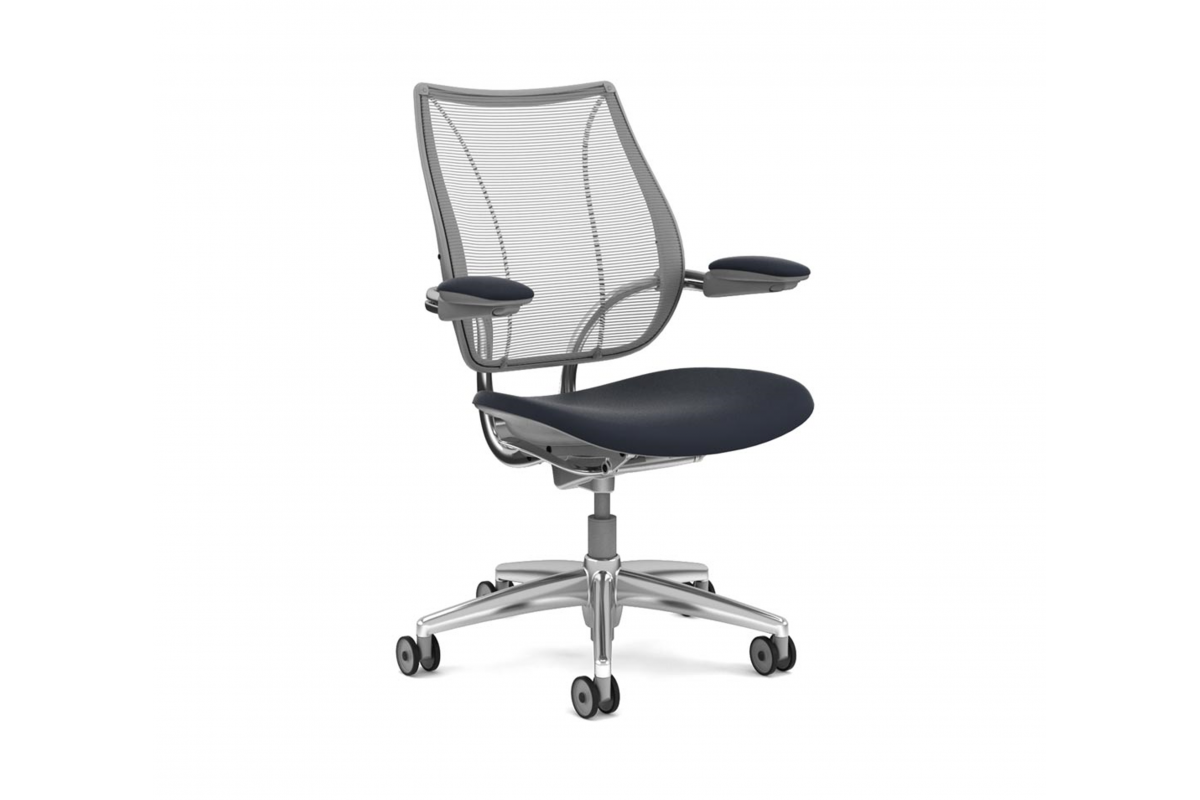 Siège de bureau ergonomique résille et pieds en aluminium poli HUMANSCALE LIBERTY Profil