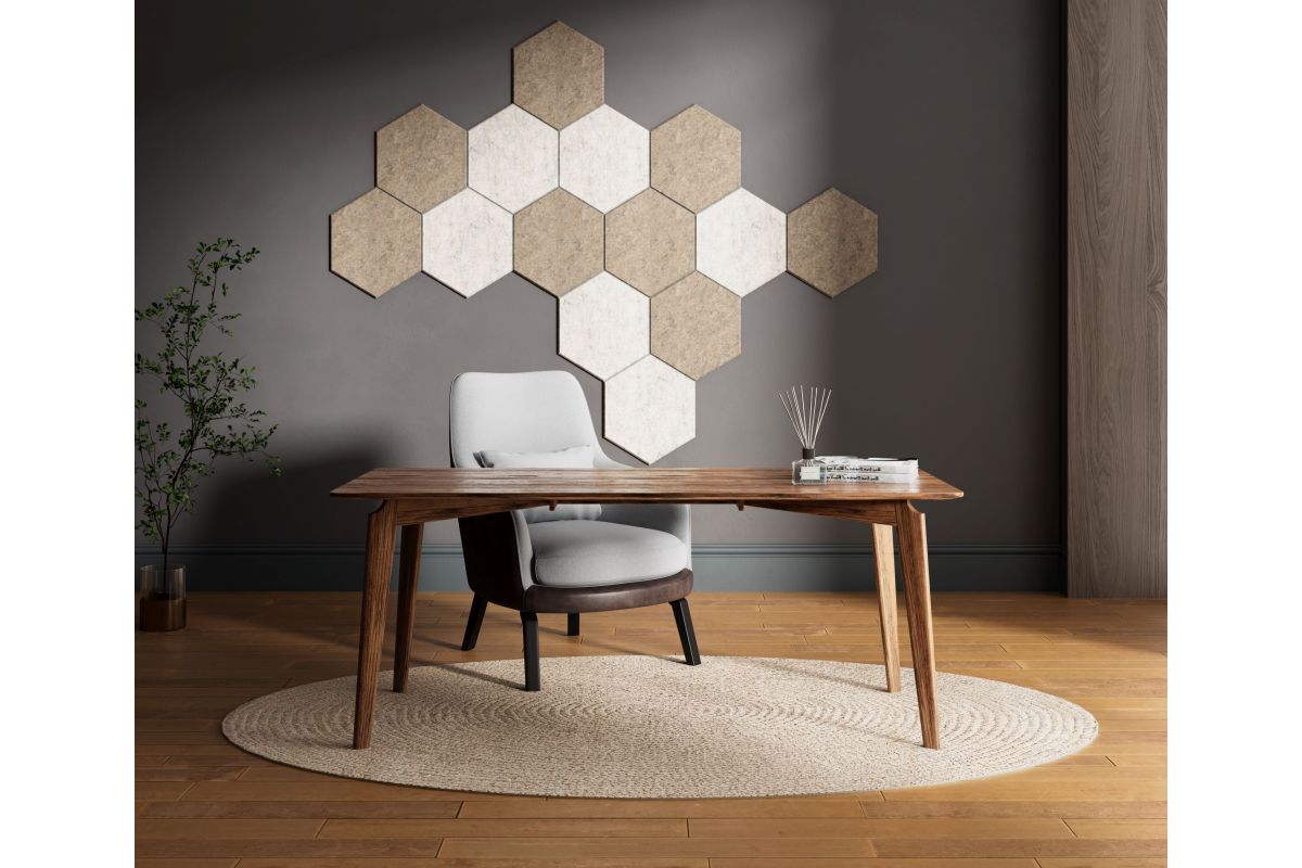 Panneau acoustique mural, TEX, motif hexagone, bureau