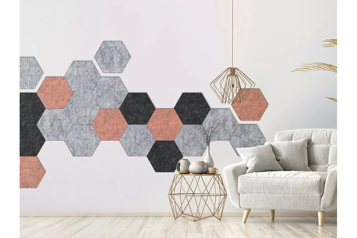 Panneau acoustique mural, TEX, motif hexagone 