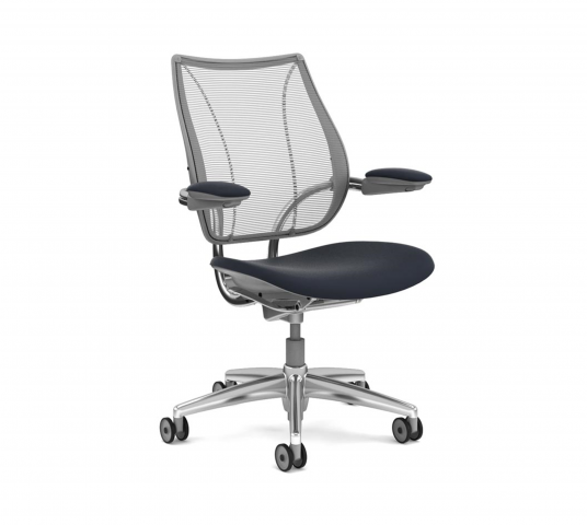 Siège de bureau ergonomique résille et pieds en aluminium poli HUMANSCALE LIBERTY Profil