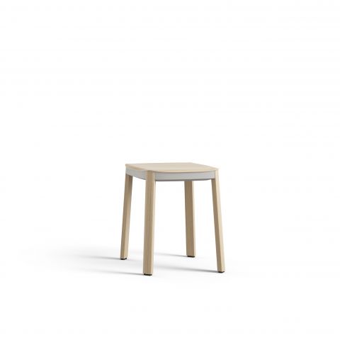 Brunner Tabouret Nate Assise matelassé en Tissu vert Piètement en Bois naturel